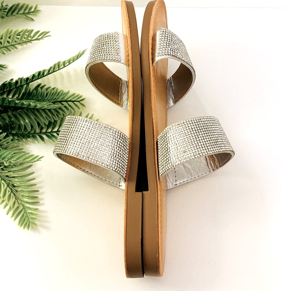 SODA Sparkle Shine Sequin Double Strap Slip On Sandals Sz 7 NWT - Picture 5 of 9